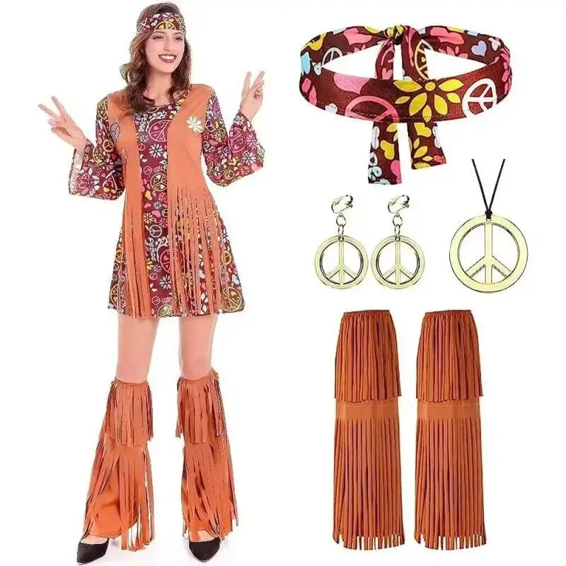 Women'S Accessories In The 70S - Conjunto Completo de Disfraz Hippie Vintage