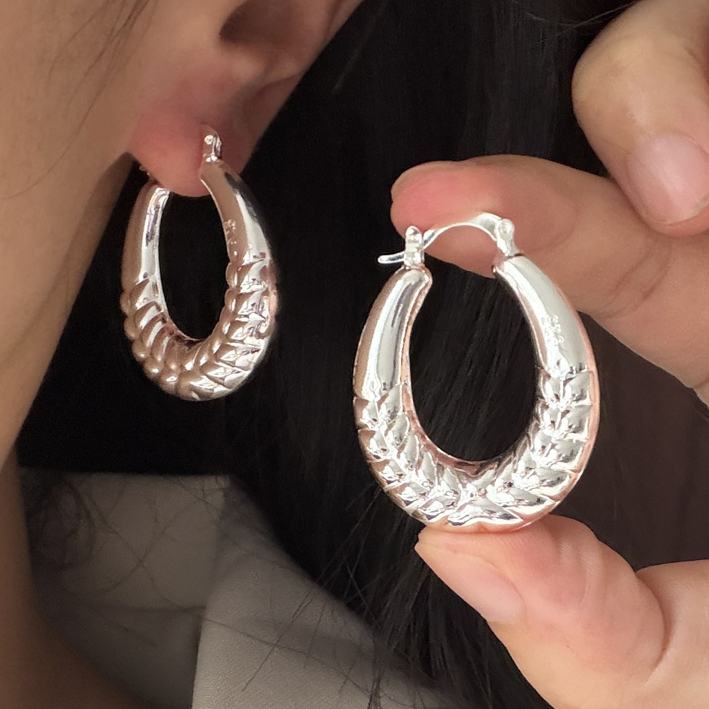 Statement Earrings Oversized - Pendientes Vintage de Plata de Ley