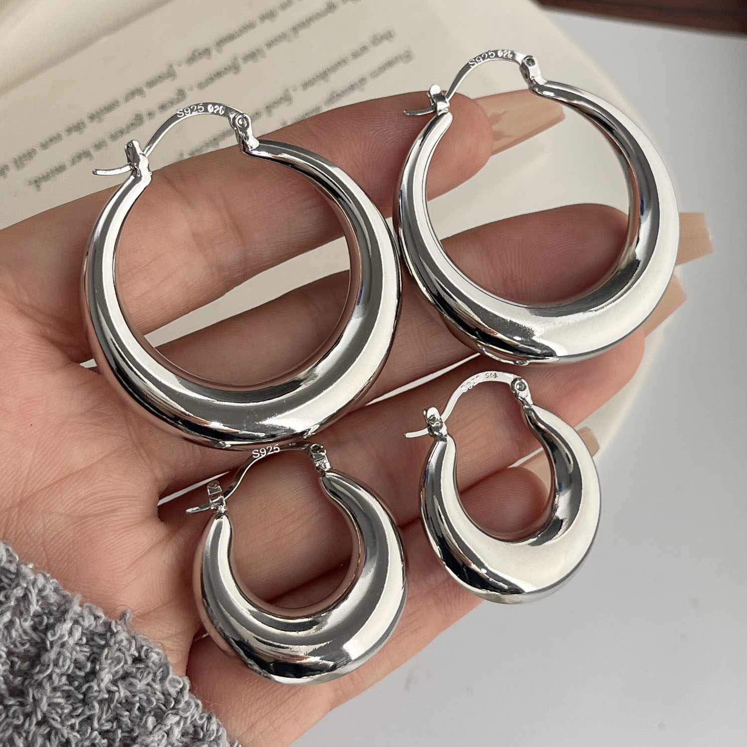 Statement Earrings Oversized - Pendientes Vintage de Plata de Ley