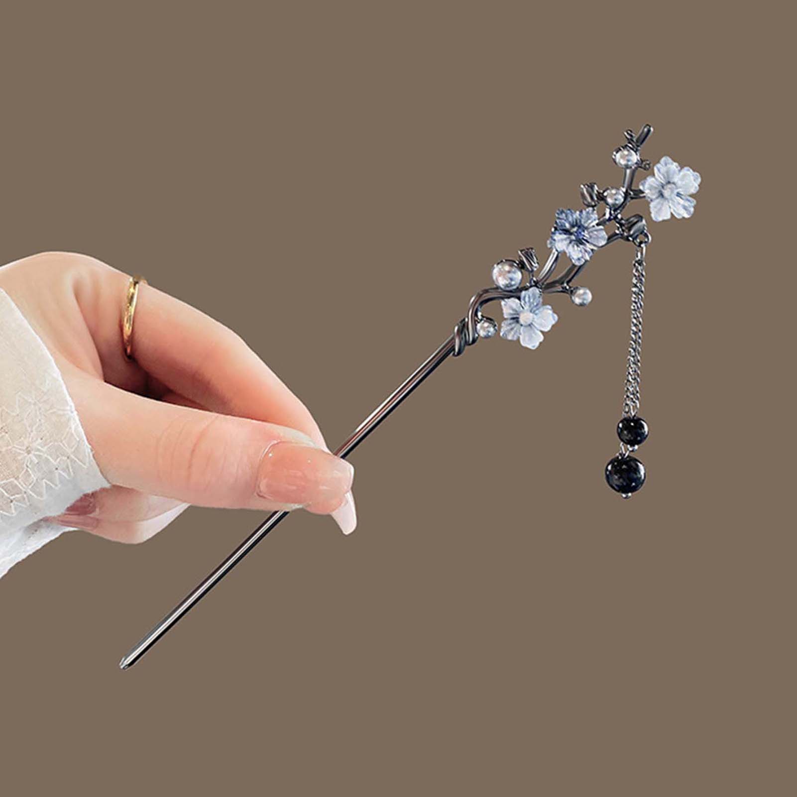Pearl Hair Pin - Horquilla clásica de metal con flecos,