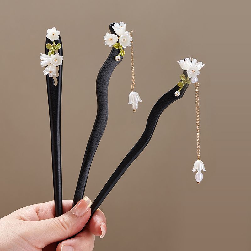 Horquilla de madera con flor v - Pearl Hair Pin reseña y precio