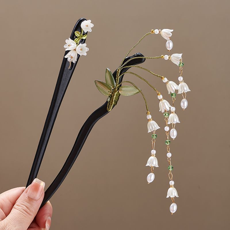 Horquilla de madera con flor v - Pearl Hair Pin reseña y precio